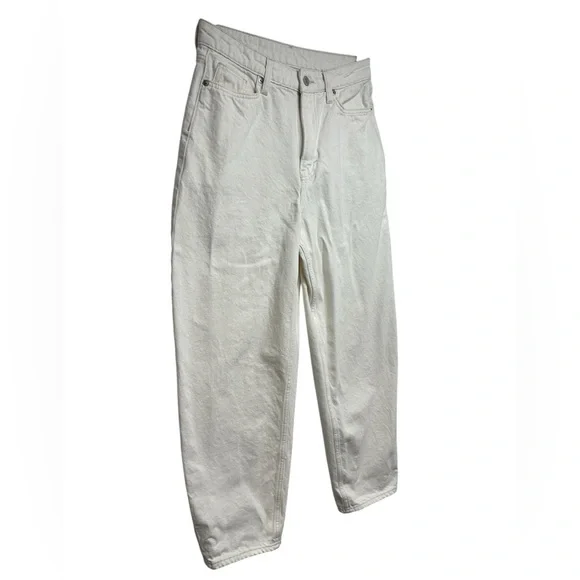 H&M High Rise Barrel Leg Jeans – Cream, Size 4 - Picture 4 of 7